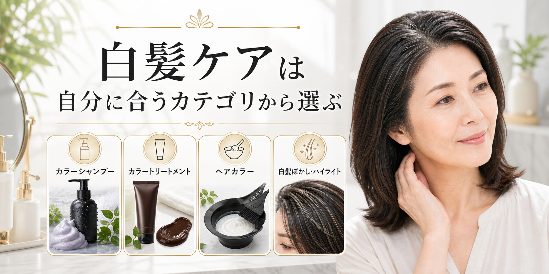 白髪ケアは自分に合うカテゴリから選ぶ